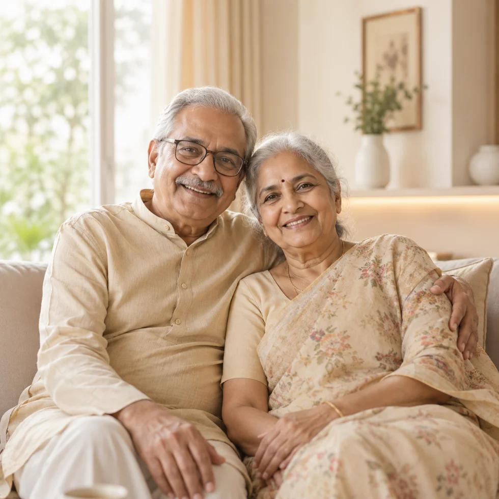 Parents at home, relaxed and smiling